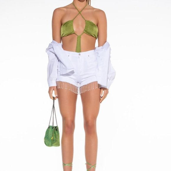 Callie Lives Through My Beaded Eyes High Waisted White Denim Akira Shorts Large - Picture 9 of 9